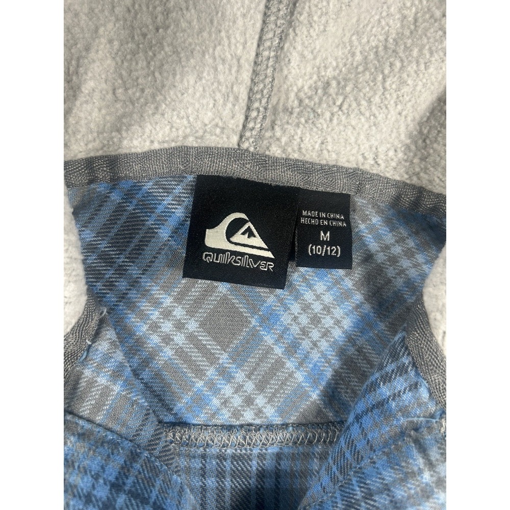 Quiksilver Boys Blue Plaid Hooded Flannel Shirt Size M (10/12) - Picture 3 of 7